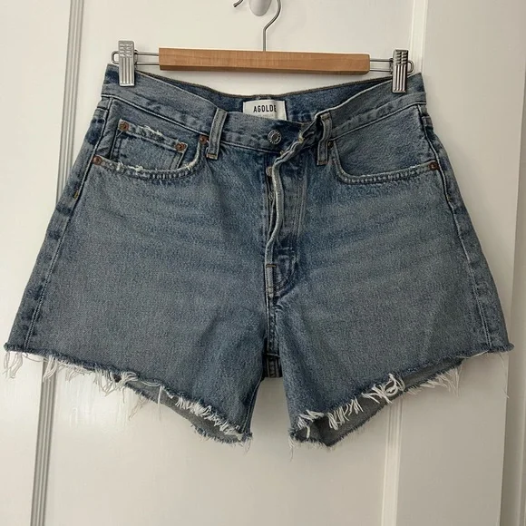 AGOLDE Women's Blue Denim Shorts - Picture 2 of 9